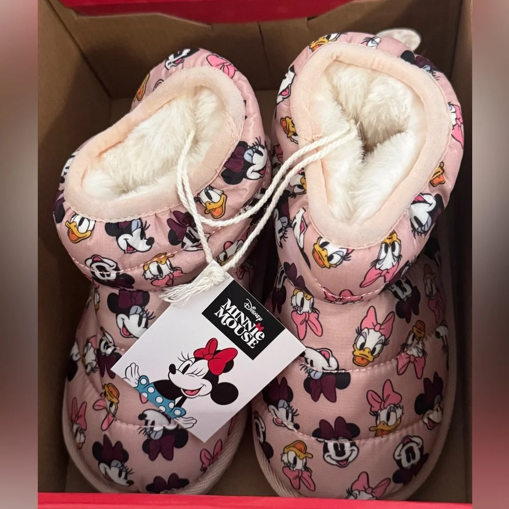 Disney Minnie Mouse Daisy Duck Character Comfy Toddler Winter Lined Sherpa Boots